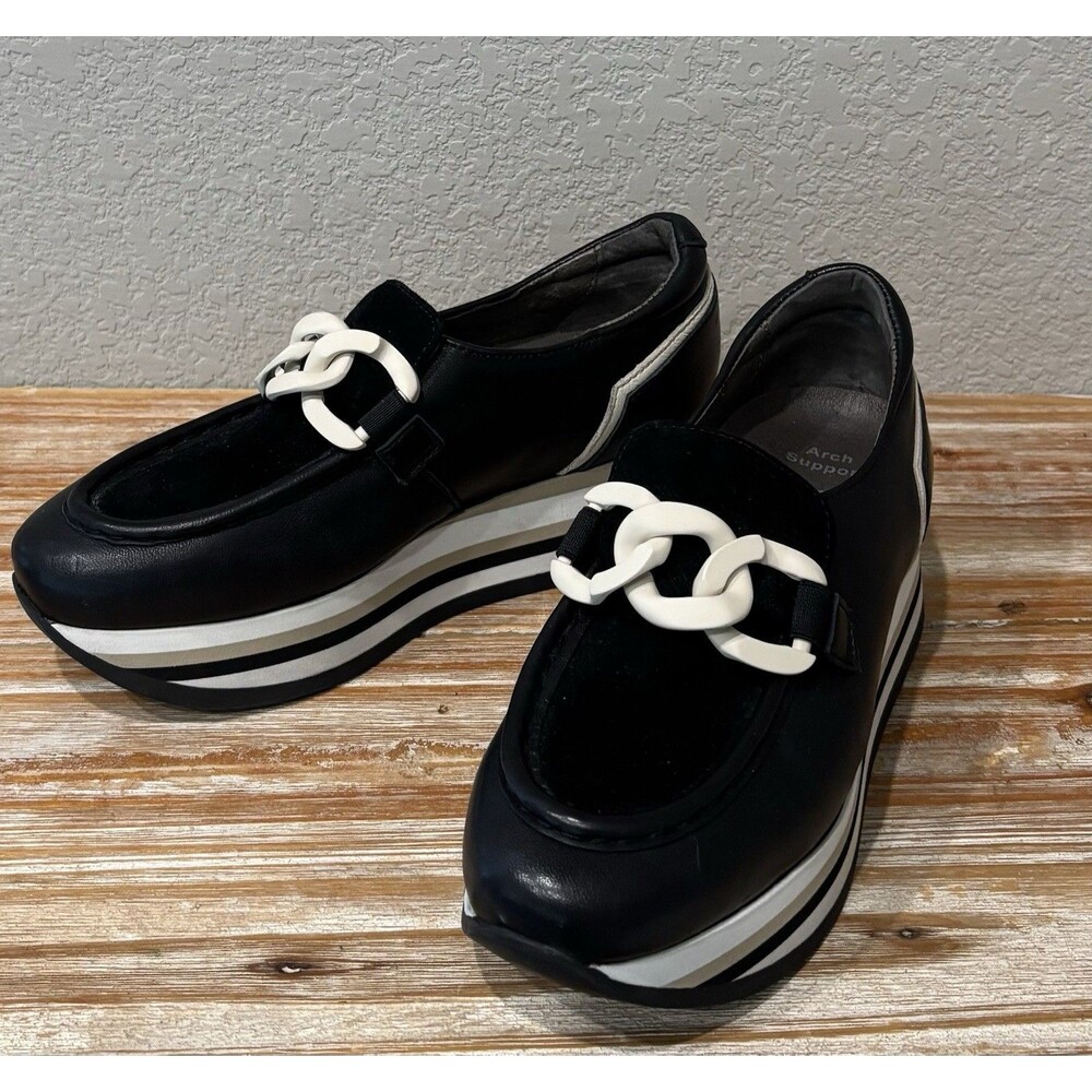 Softwaves Cala Combi Black Platform Loafer Womens US 6 / 36 Arch Support